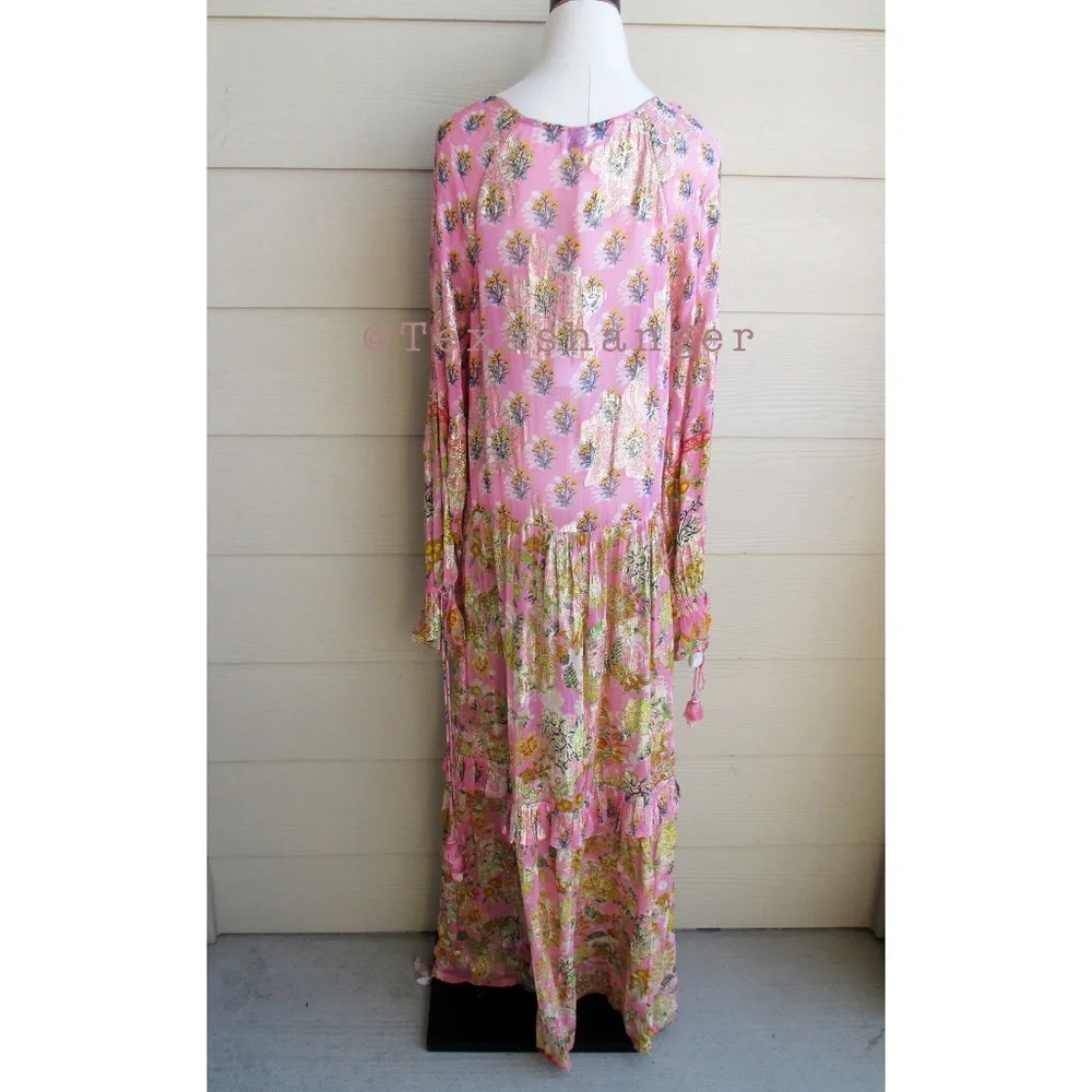 NWT HEMANT & NANDITA Dhea Kaftan M Medium Canary Yellow Taffy - Picture 10 of 16